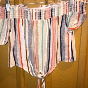 Shoulder Fashion Top With Tie